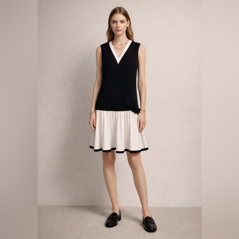 Vintage Custom Made Pleated Belted Mini Dress Classic Preppy Prep Royal